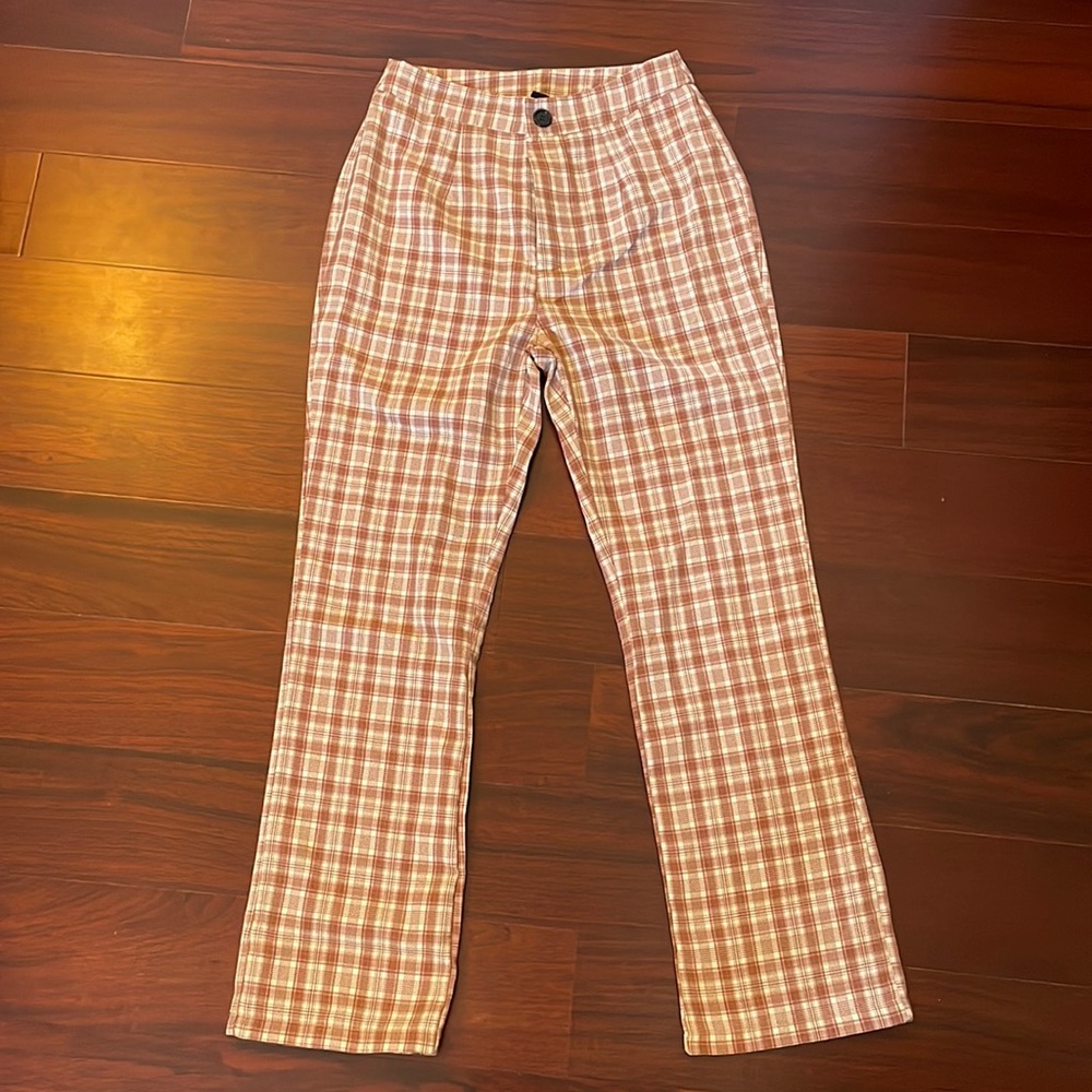 Shein Plaid Print Straight Leg Pants